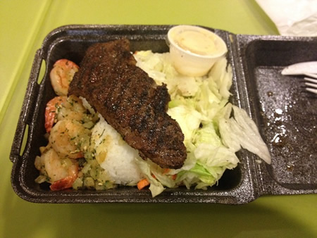 ステーキとシュリンプのセット