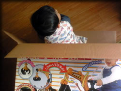 ショベルカーの箱に・・