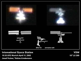 地上から撮影された人工衛星